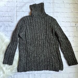 ZARA Boys Marbled Charcoal Ribbed Knit Turtleneck Sweater